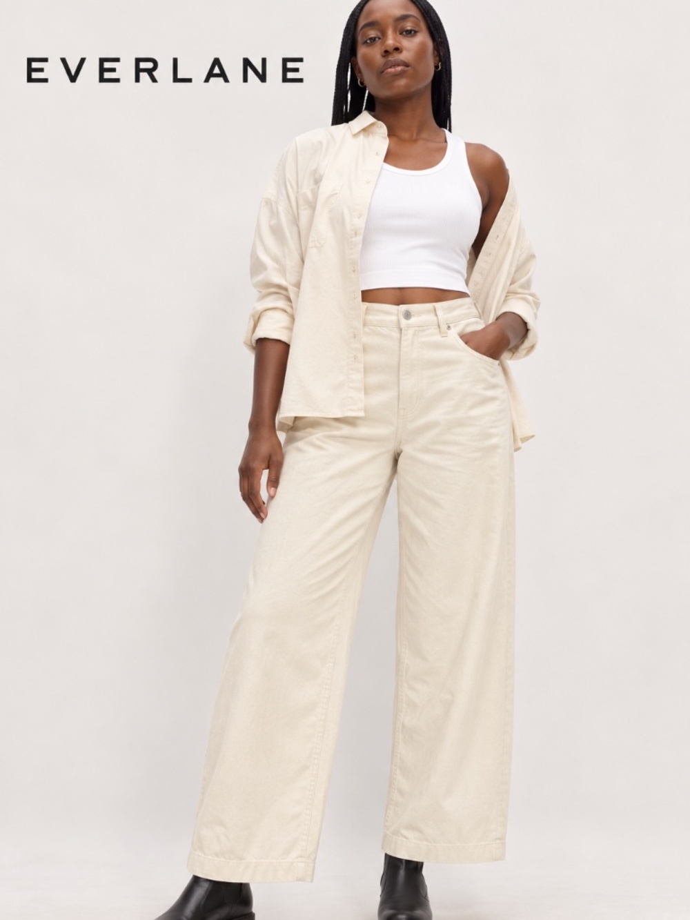 The Summer Wide-Leg Jean by Everlane in the shade Bone